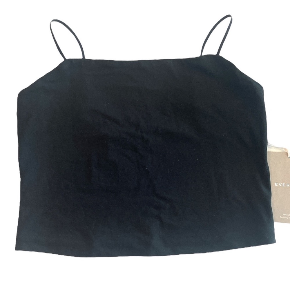 Everlane Cropped Square Neck Tank Top Black Sizes XSmall